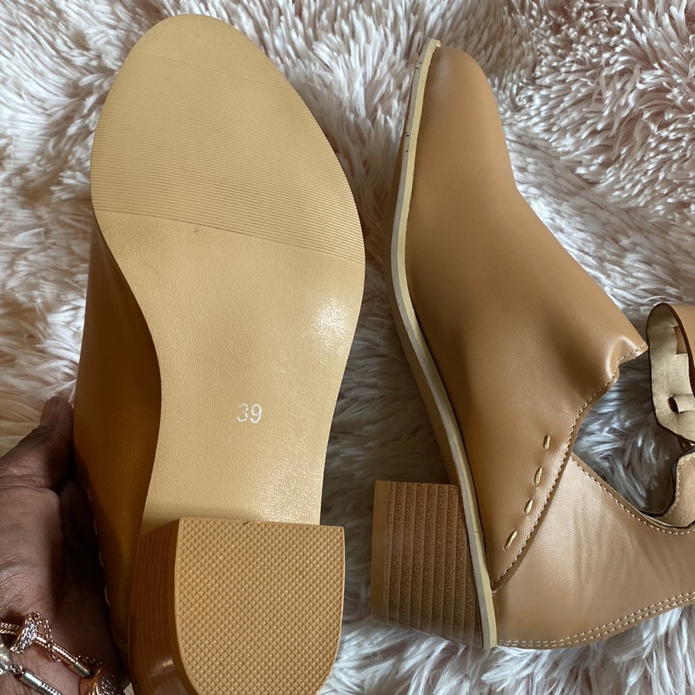 Camel Colored Booties With Strap - image 7
